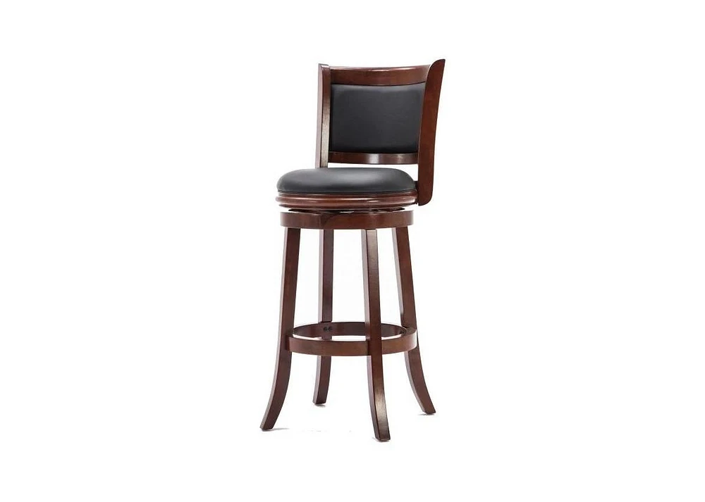 Slickblue Solid Wood Bar Stool with Faux Leather Swivel Seat for Kitchen or Bar