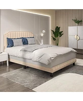 Gouun Heavy Duty Upholstered Bed Frame with Rivet Headboard-Full Size