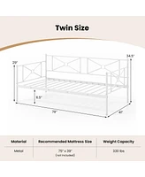 Gouun Metal Daybed Twin Bed Frame Stable Steel Slats Sofa Bed