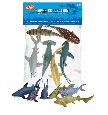 Wild Republic Polybag Shark Figurines, 6 Pieces