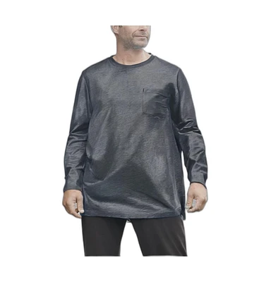 KingSize Big & Tall Shrink-Less Lightweight Longer-Length Long-Sleeve Crewneck Pocket Tee