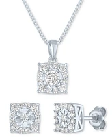 Forever Grown Diamonds 2-Pc. Set Lab Grown Diamond Pendant Necklace & Matching Stud Earrings (1 ct. t.w.) in Sterling Silver