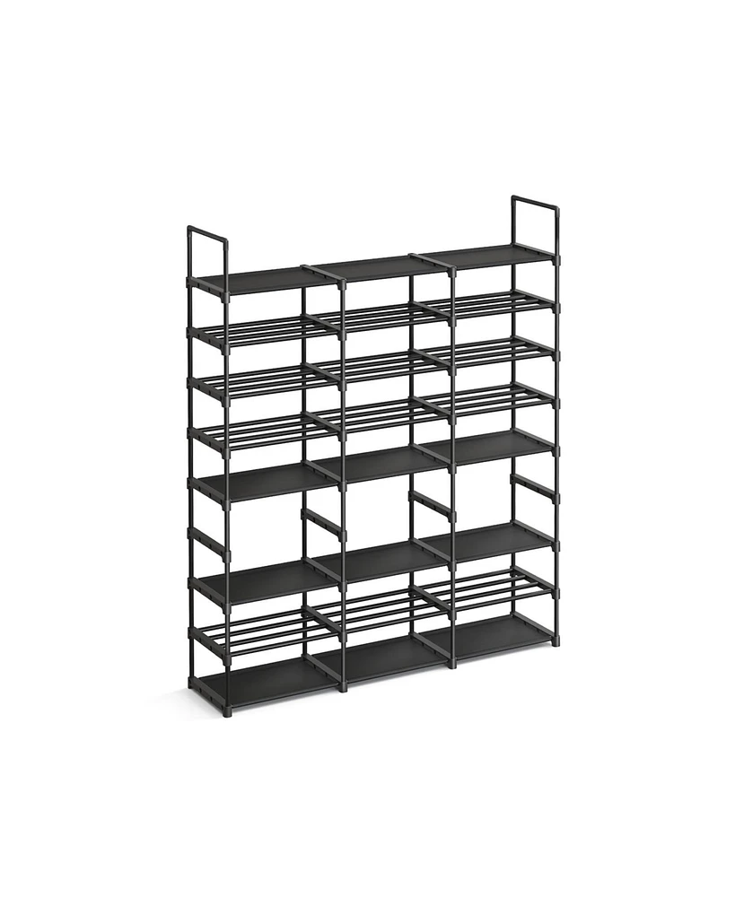 Slickblue 8-Tier Large Shoe Rack, Stackable Organizer Holds 32 Pairs, Steel Tubes & Non-Woven Fabric for Entryway Storage