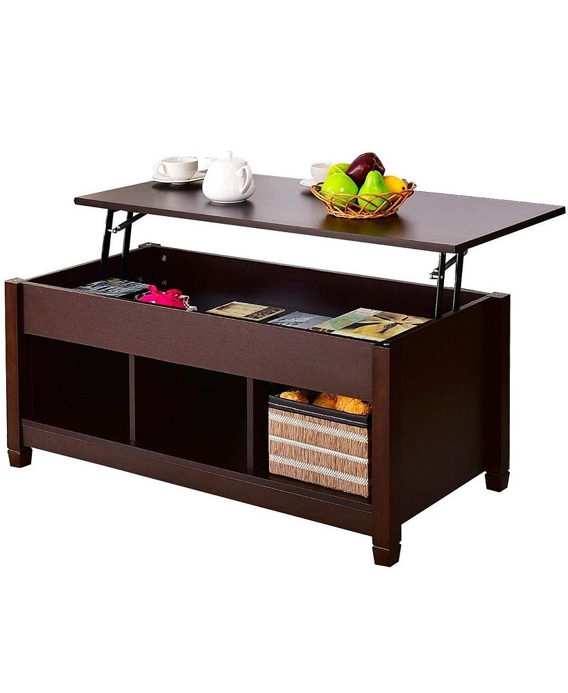 Slickblue Lift Top Coffee Table with Hidden Storage Compartment for Living Room Organization