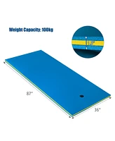 Costway 3-Layer Tear-proof Water Mat Floating Pad Island Water Sports Relaxing Blue