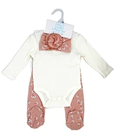 Baby Mode Girls Take Me Home Footed Layette, 3-Piece Set