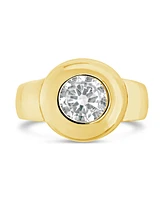 Sterling Forever Zora Cubic Zirconia Dome Signet Statement Ring