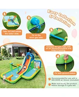 Costway Inflatable Water Slide Giant Water Park for Kids Backyard Fun with 950W Blower