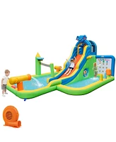 Costway Inflatable Water Slide Giant Water Park for Kids Backyard Fun with 735W Blower