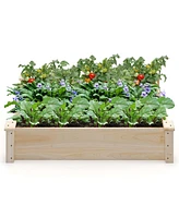 Costway Raised Garden Bed Fir Wood Wooden Square Wood Planter Box for Flower Outdoor