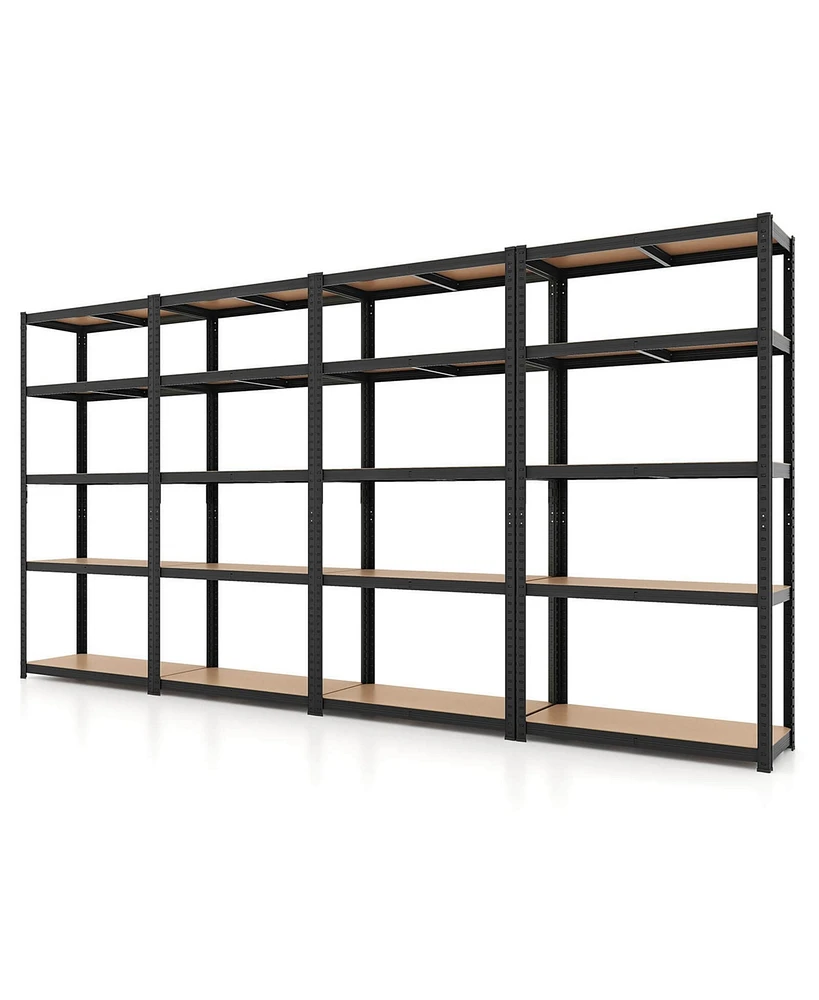 Costway 4 Pcs 5 Tier Adjustable Garage Shelving Unit with 2200 lbs Max Load for Warehouse