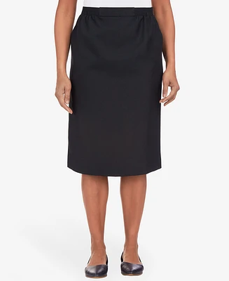 Alfred Dunner Petite Cinch Waist Midi Skirt with Slant Pockets