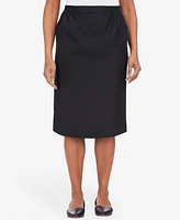 Alfred Dunner Petite Cinch Waist Midi Skirt with Slant Pockets