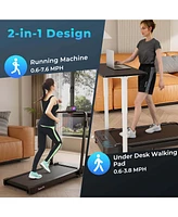 Costway 2 in 1 Folding Treadmill Walking Pad with Remote & App Control and Led Display