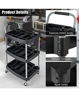 Gouun 3 Layer Detailing Tool Utility Cart Tool Organizer Mobile Rolling Cart with Multiple Divider