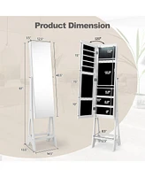 Gouun Freestanding Jewelry Cabinet Armoire Organizer with Bevel Edge Mirror