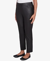 Alfred Dunner Petite Rue Rivoli Faux Leather Flat Elastic Waist Medium Length Pants