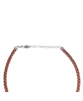 American West Jewelry Braided Genuine Rust Leather Sterling Silver Necklace, 17 to 20 Inches