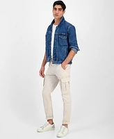 Sun + Stone Men's Ridge Pleated Denim Trucker Jacket, Exclusively at Macy's