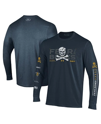 Under Armour Men's Navy Midshipmen 2024 Rivalry Skull Performance Long Sleeve T-Shirt