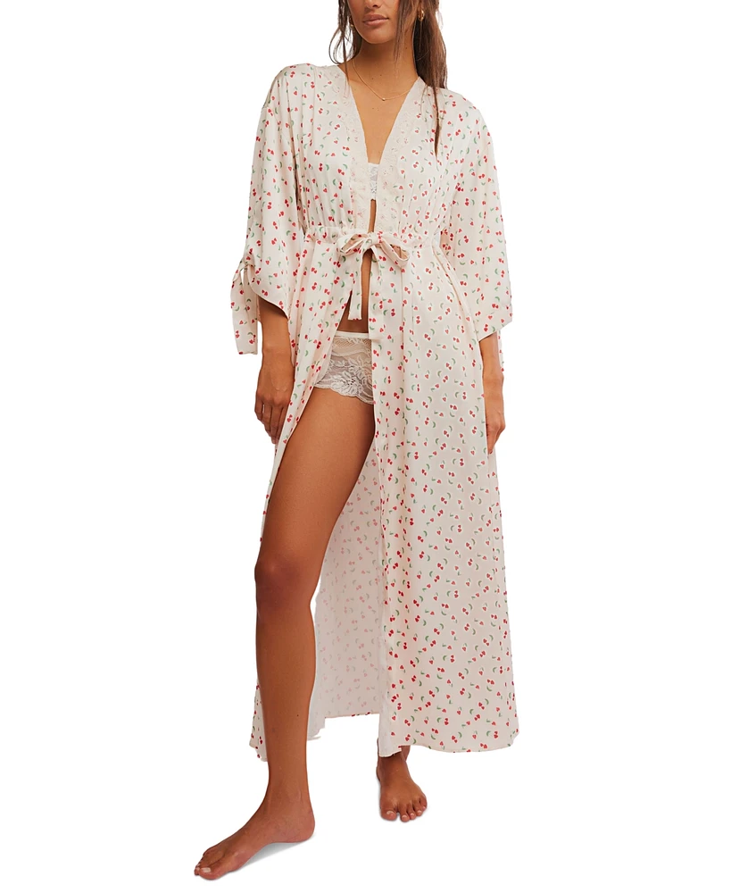 Free People Women's First Blush Printed 3/4-Sleeve Robe