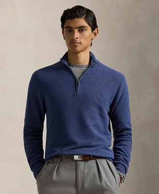 Polo Ralph Lauren Men's Mesh-Knit Cotton Quarter-Zip Sweater