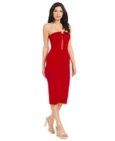 Dress the Population Women's Erica Strapless Plunge-Neck Bodycon Midi