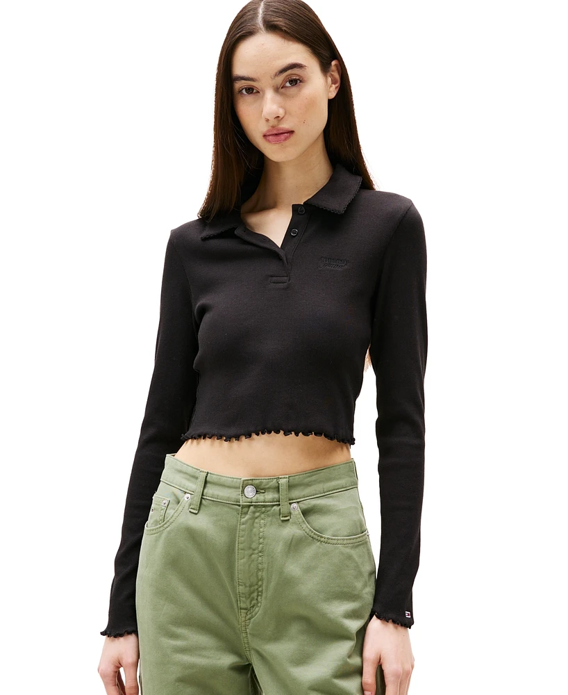 Tommy Jeans Women's Cropped Long Sleeve Polo