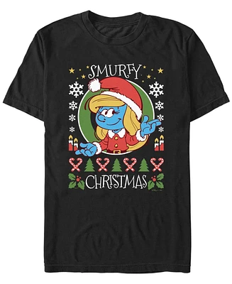 Fifth Sun Men's Merry Christmas Smurfette Short Sleeve T-Shirt