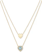 Macy's Sky Blue Topaz (3 ct. t.w.) & White Topaz (1/3 ct. t.w.) 18" Collar Necklace in 14k Gold over Sterling Silver