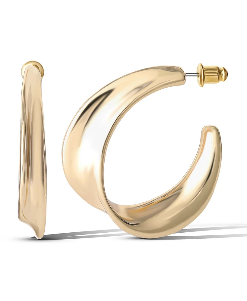 Jessica Simpson Gold-Tone Twisted Crescent Hoop Earrings