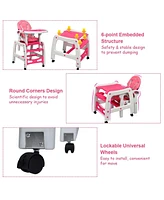 Gouun 3-in-1 Baby High Chair with Lockable Universal Wheels