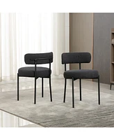 Dyhome Dining Chairs Set of 6, Mid-Century Modern Chairs, Kitchen Room Curved Backrest Round Upholstered Boucle Sherpa Ch