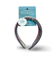 Classic Thin Padded Headband Set - Tan + Purple + Grey