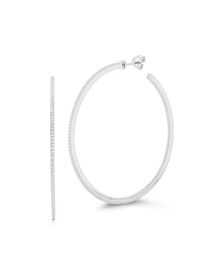 Rachel Zoe 14K Gold Over Sterling Silver Jumbo Pave Thin Hoop Earrings