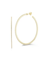 Rachel Zoe 14K Gold Over Sterling Silver Jumbo Pave Thin Hoop Earrings