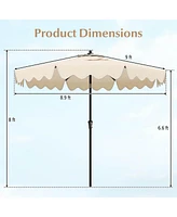 Costway 9 Ft Patio Umbrella 2-Tier Market Table with Sun-Protective Canopy