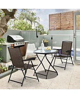 Gouun 2 Pieces Folding Sling Chairs with Smooth Armrests and Adjustable Back for Patio