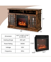Gouun 48 Inch Electric Fireplace Tv Stand with Cabinets for TVs Up to 55 Inch