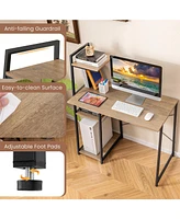 Gouun Compact Computer Desk Workstation with 4 Tier Shelves for Home and Office