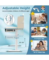 Gouun Height Adjustable Kids Study Desk with Tilt Desktop for 3-12 Years Old
