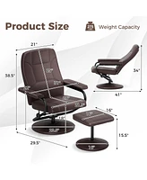 Gouun Swivel Lounge Chair Recliner with Ottoman