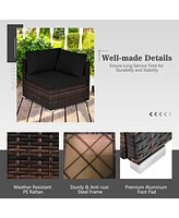 Costway 7PCS Patio Rattan Furniture Set 30'' Fire Pit Table Cover Cushion Sofa