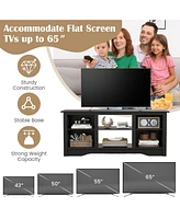 Gouun Tv Stand for up to 65 Inch Flat Screen TVs with Adjustable Shelves for 18 Inch Electric Fireplace (Not Included