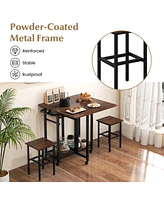 Gouun 3 Piece Dining Table Set with 6-Bottle Wine Rack
