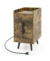 Gouun Nightstand Side Tables with 2 Drawers and 2 Usb Ports