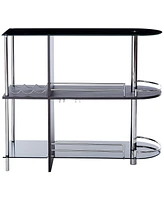 Kings Brand Furniture Bar Table with Two Tempered Glass Shelves and Wine Rack