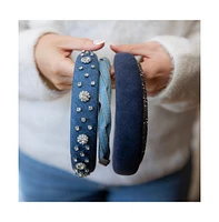 Classic Padded Headband - Denim Rhinestones