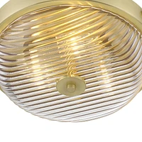 Regency Hill Carmine 12" Modern Flush-Mount Ceiling Light Fixture Kitchen Foyer Hallway Bowl Round Clear Brass Finish Glass Bedroom Bathroom Entryway