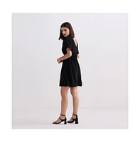 Reistor Women's Short gathered Dress Black